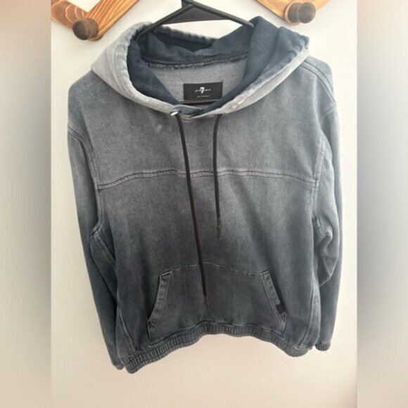 7 For All Mankind Dark Gray Hooded Jacket - Picture 2 of 8